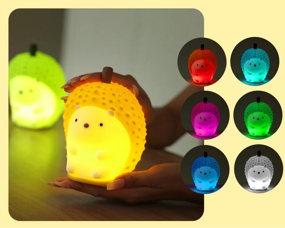 veilleuse herrisson bebe LED – Lampe en silicone apaisante pour enfants – Rechargeable USB