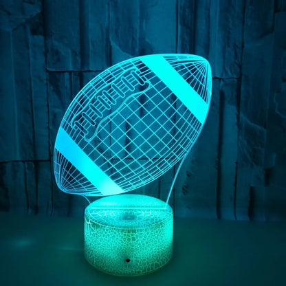 Veilleuse Ballon Football Américain 3D LED pour Enfant – Lampe de Nuit Illusion Optique Multicolore