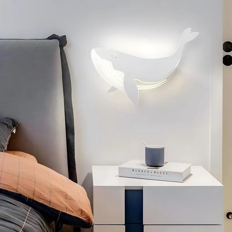 Veilleuse Baleine Néon Murale — Lampe LED apaisante pour chambre enfant