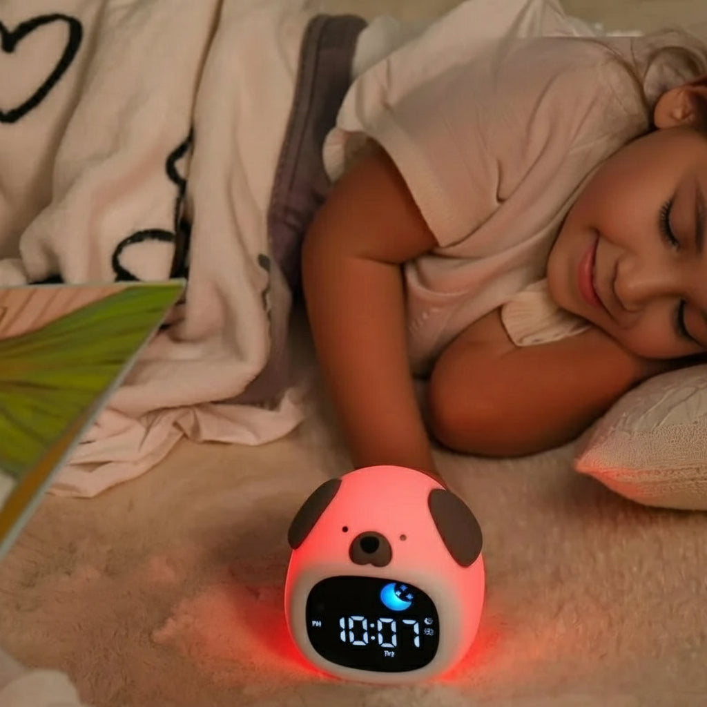 Veilleuse Réveil Chien Mignon – Lampe LED Enfant Rechargeable USB