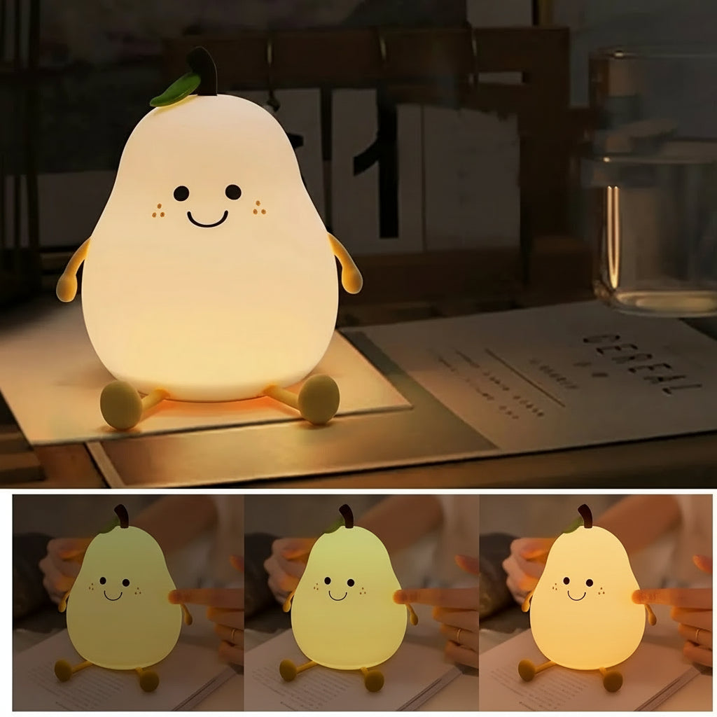Veilleuse Poire Silicone Rechargeable USB – Lampe LED pour Enfant