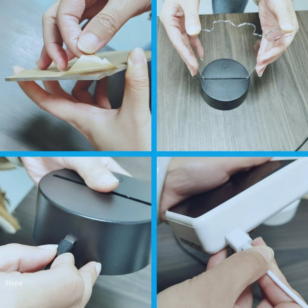 Veilleuse Chat Moderne 3D – Lampe LED tactile multicolore, rechargeable USB