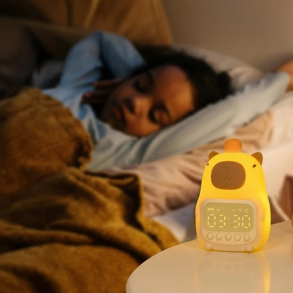 Veilleuse Réveil Castor – Lampe de Nuit Enfant Rechargeable USB