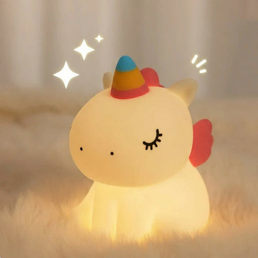 Veilleuse Licorne Bébé LED — Lampe en silicone doux rechargeable USB