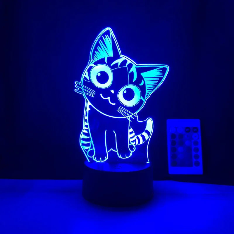 Veilleuse Chat 3D LED – Lampe décorative pour chambre enfant & rechargeable USB