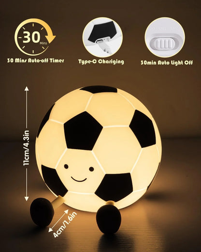 Veilleuse Football LED Enfant – Lampe de Nuit Ballon Foot Rechargeable USB – Lumière Douce pour Chambre & Sommeil