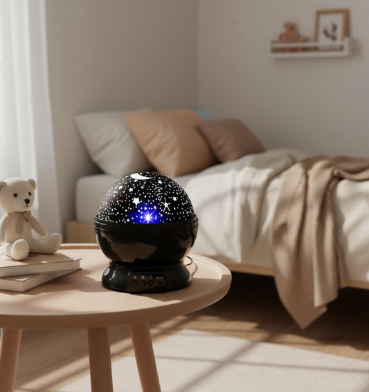 Veilleuse projecteur etoile rotatif LED multicolore lune et etoiles pour chambre enfant