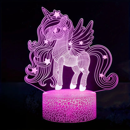 Veilleuse Licorne Crinière LED 3D – Lumière douce et magique – Rechargeable USB
