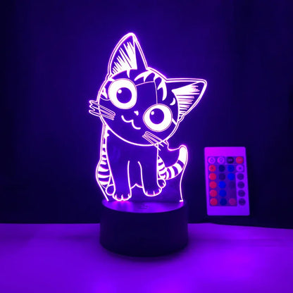 Veilleuse Chat 3D LED – Lampe décorative pour chambre enfant & rechargeable USB