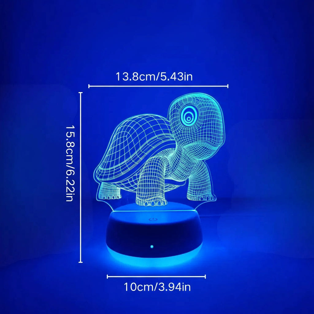 Veilleuse Bébé Tortue LED 3D — Lumière douce et magique pour des nuits paisibles
