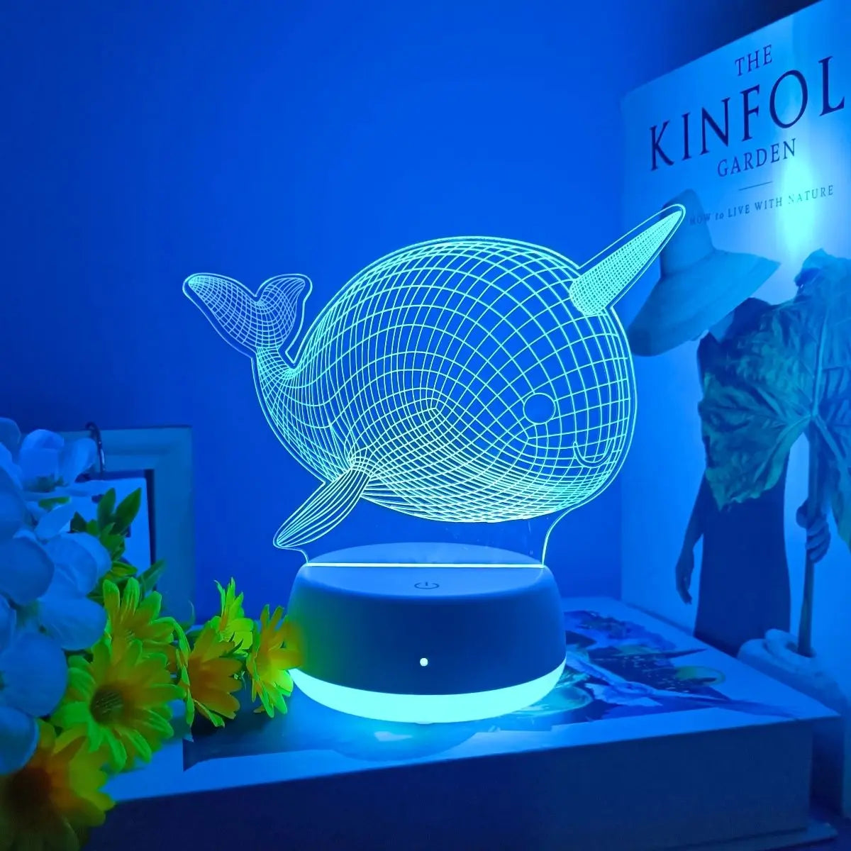 Veilleuse Baleine-Licorne LED 3D — Lampe décorative et lumière magique pour chambre enfant
