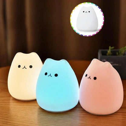 Veilleuse Chat mignon LED – Lampe en silicone apaisante pour enfants – Rechargeable USB