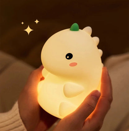 Veilleuse Dinosaure en Silicone – Lampe LED Enfant, Rechargeable USB, Lumière Douce et Tactile