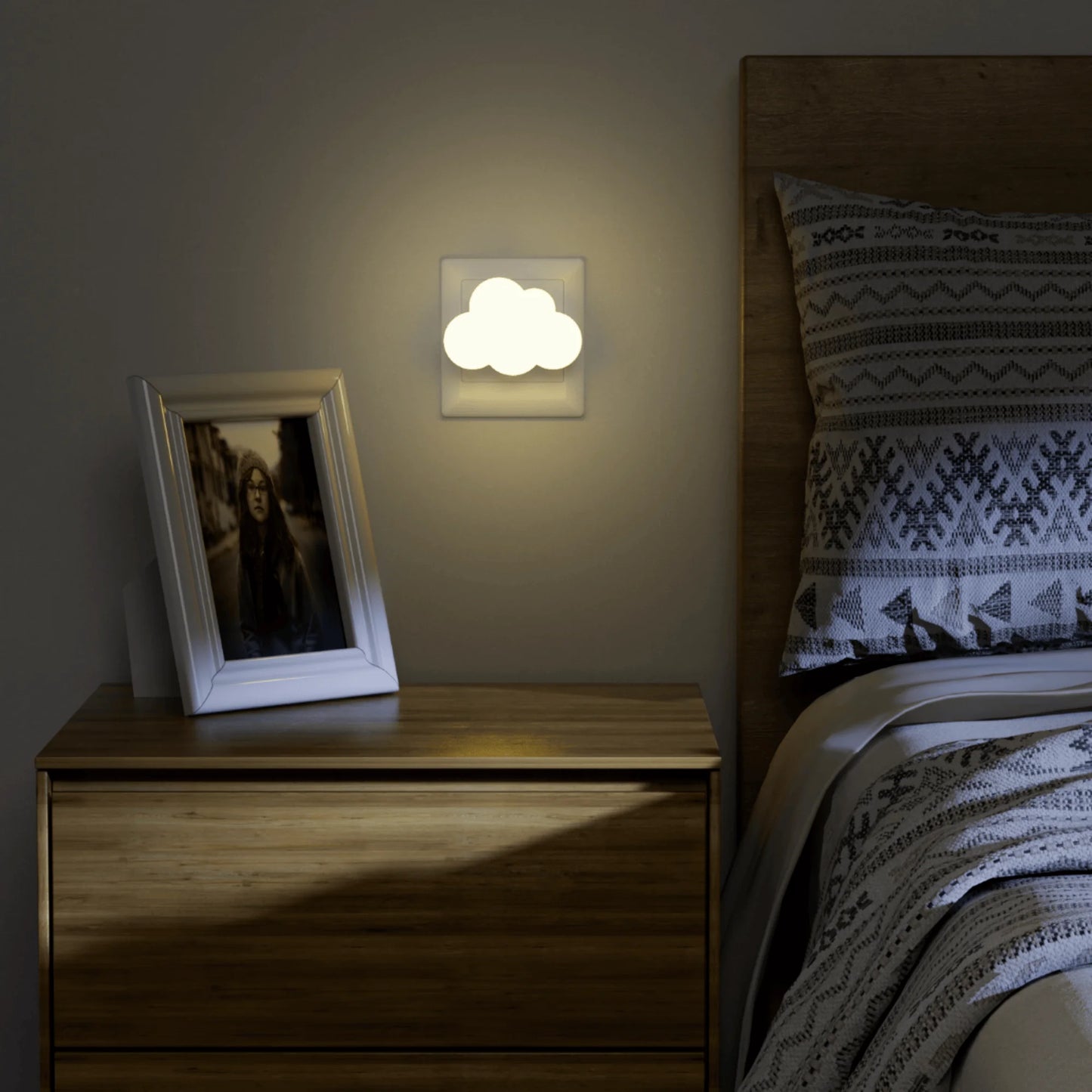 Veilleuse prise Nuage LED automatique – Lumière douce avec capteur crépusculaire pour chambre enfant