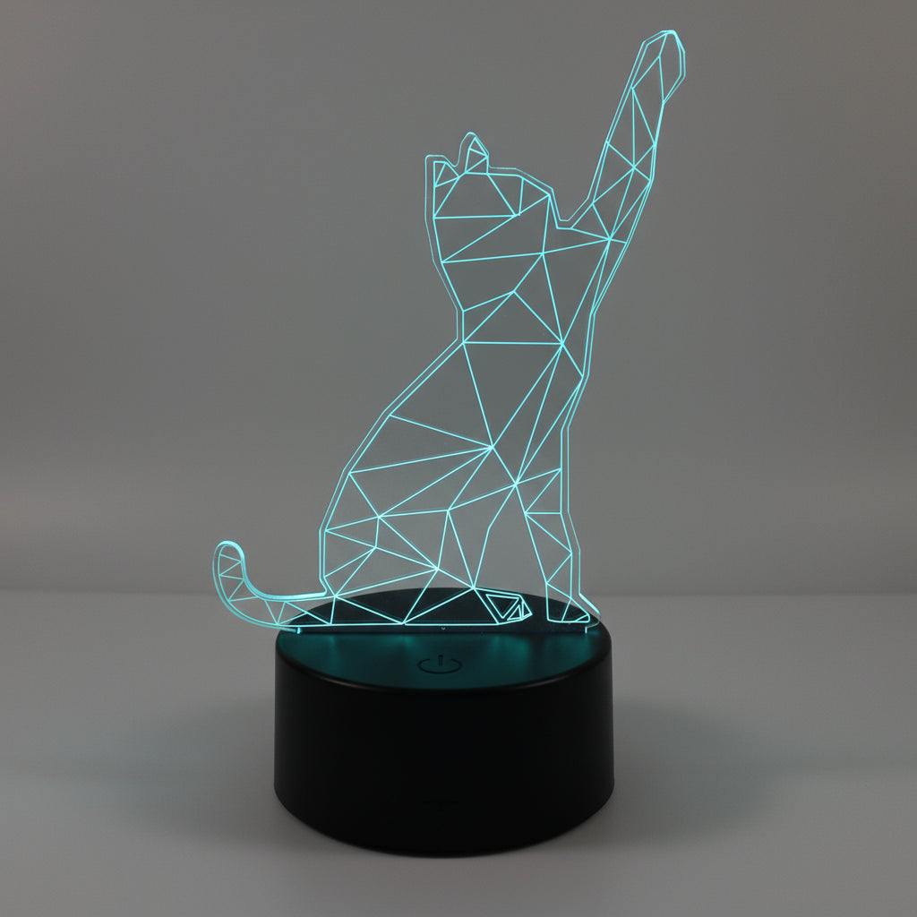 Veilleuse Chat Moderne 3D – Lampe LED tactile multicolore, rechargeable USB
