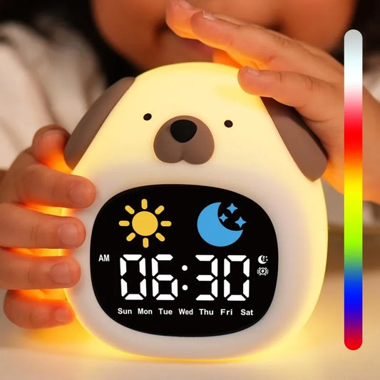 Veilleuse Réveil Chien Mignon – Lampe LED Enfant Rechargeable USB