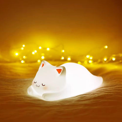 Veilleuse Chat Lumineux – Lampe de chevet pour bébé et enfant – Rechargeable USB