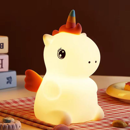 Veilleuse Licorne Arc-en-Ciel – Lampe LED en Silicone Doux Rechargeable USB