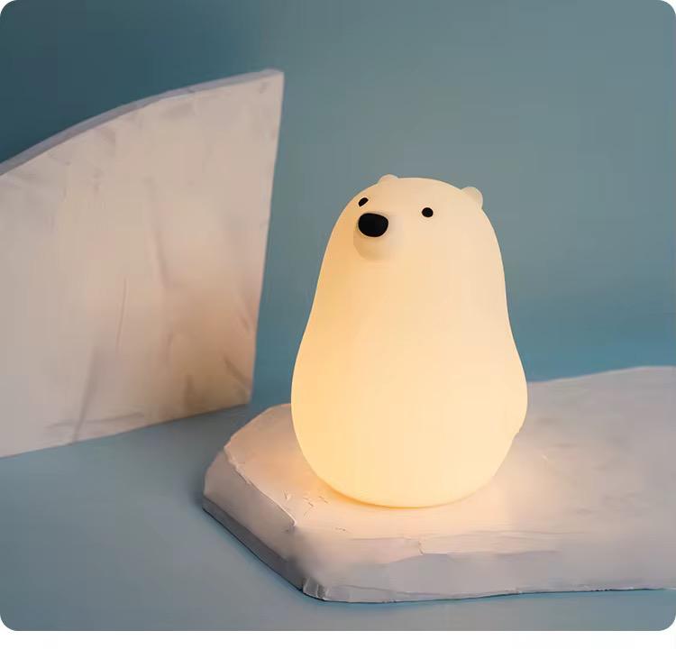 veilleuse ours blanc LED – Lampe en silicone apaisante pour enfants – Rechargeable USB
