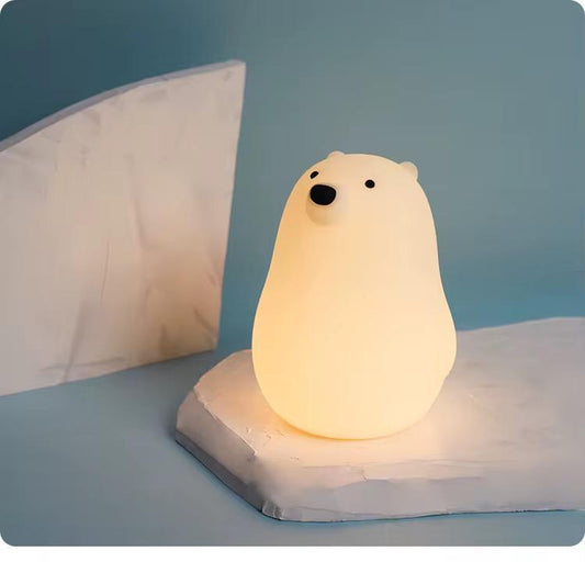 veilleuse ours blanc LED – Lampe en silicone apaisante pour enfants – Rechargeable USB