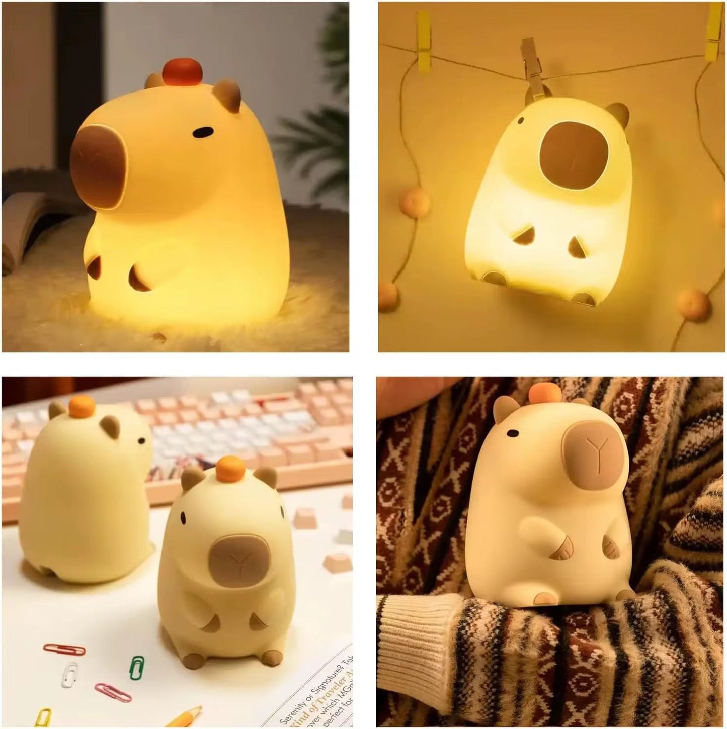 Veilleuse Castor Doux LED – Lampe en silicone apaisante pour enfants – Rechargeable USB