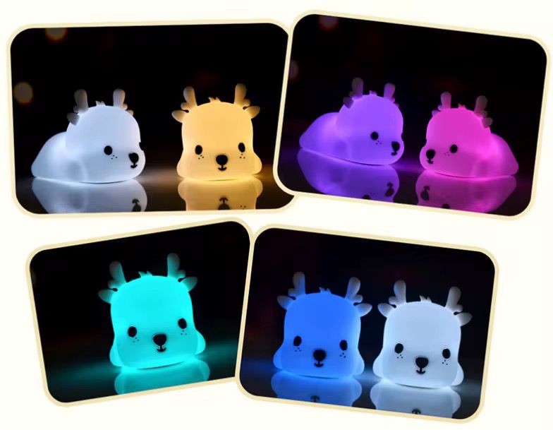 Veilleuse Cerf Allongé LED – Lampe en silicone douce et apaisante – Rechargeable USB