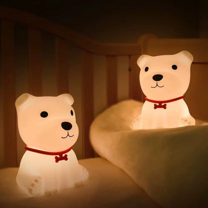 Veilleuse Chien assis LED – Lampe en silicone apaisante pour enfants – Rechargeable USB