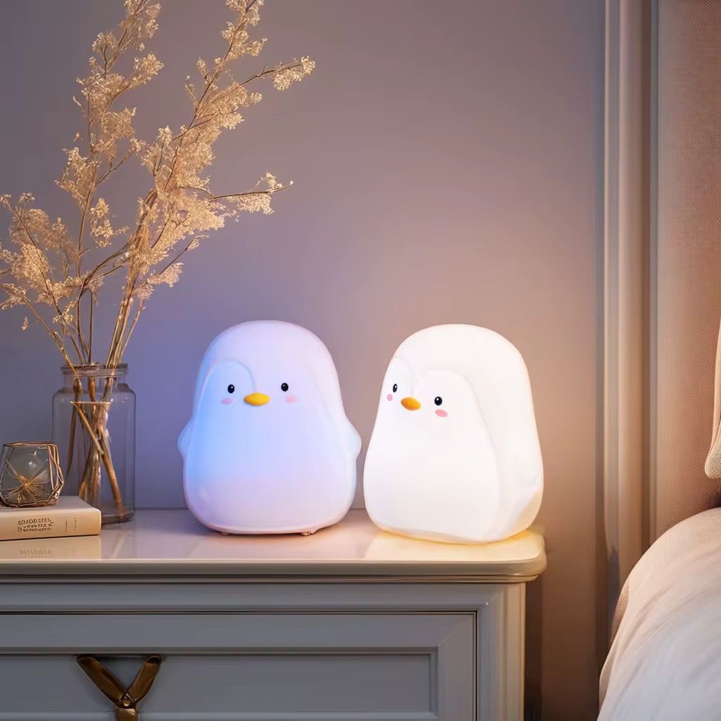 Veilleuse Pingouin LED – Lampe en silicone apaisante pour enfants – Rechargeable USB
