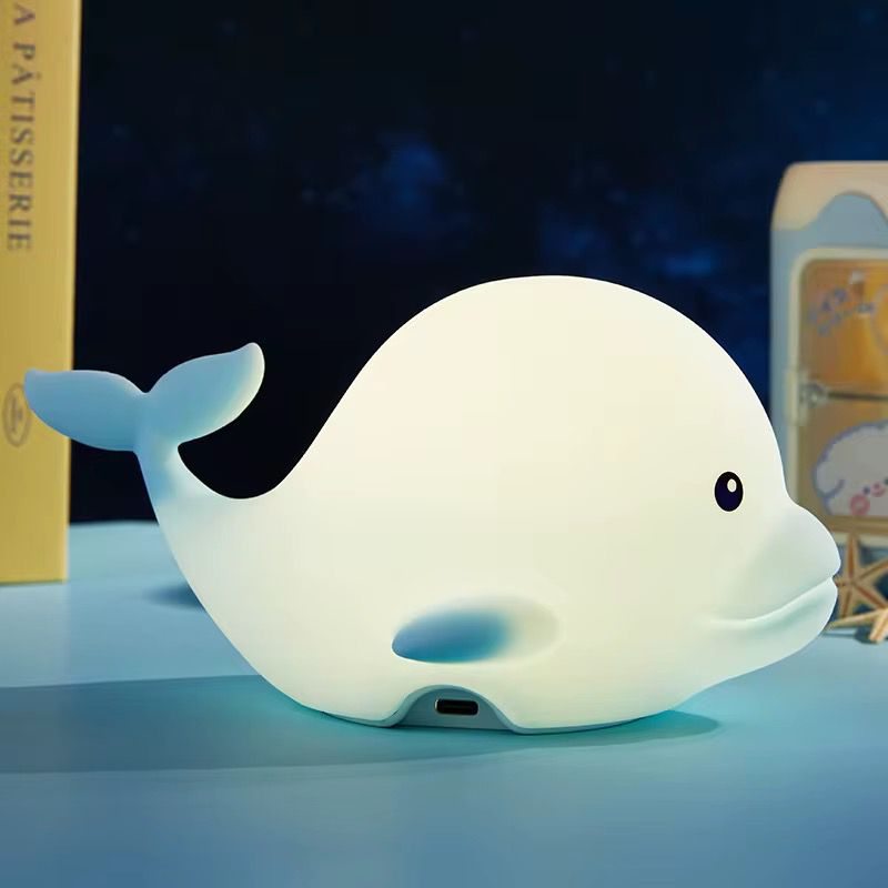 Veilleuse Dauphin LED – Lampe en silicone apaisante pour enfants – Rechargeable USB