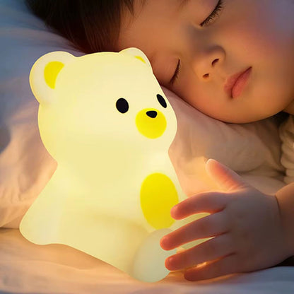 Veilleuse Ourson LED – Lampe en silicone apaisante pour enfants – Rechargeable USB