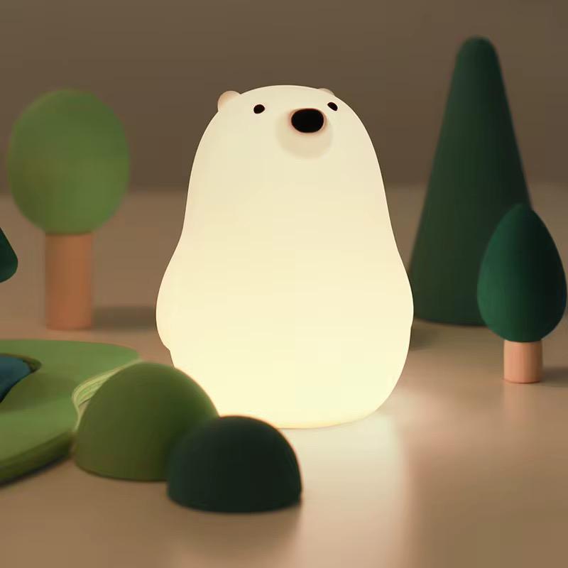 veilleuse ours blanc LED – Lampe en silicone apaisante pour enfants – Rechargeable USB