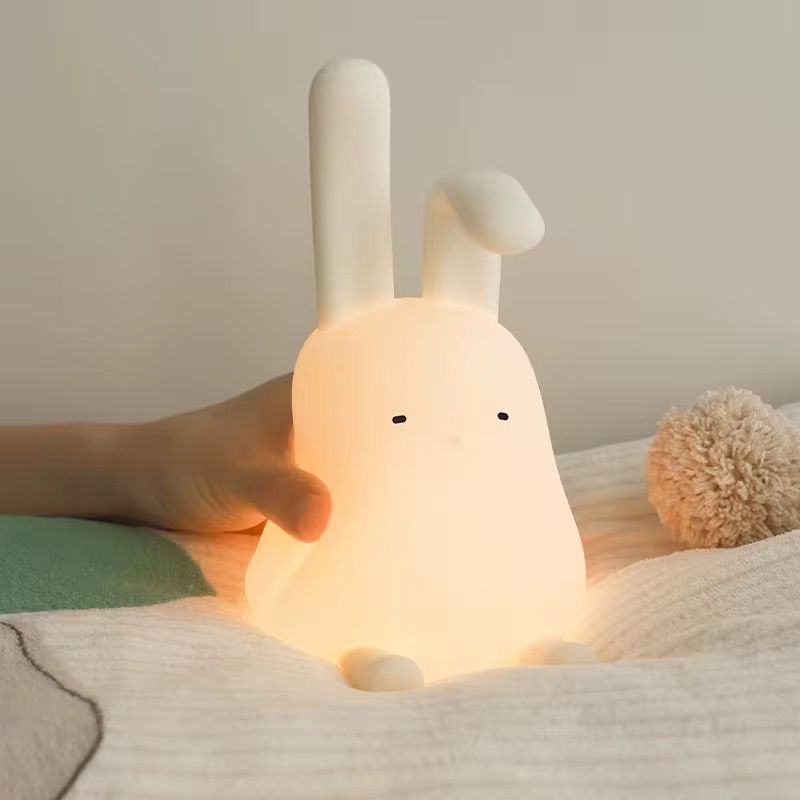 veilleuse lapin oreilles pliable LED – Lampe en silicone apaisante pour enfants – Rechargeable USB