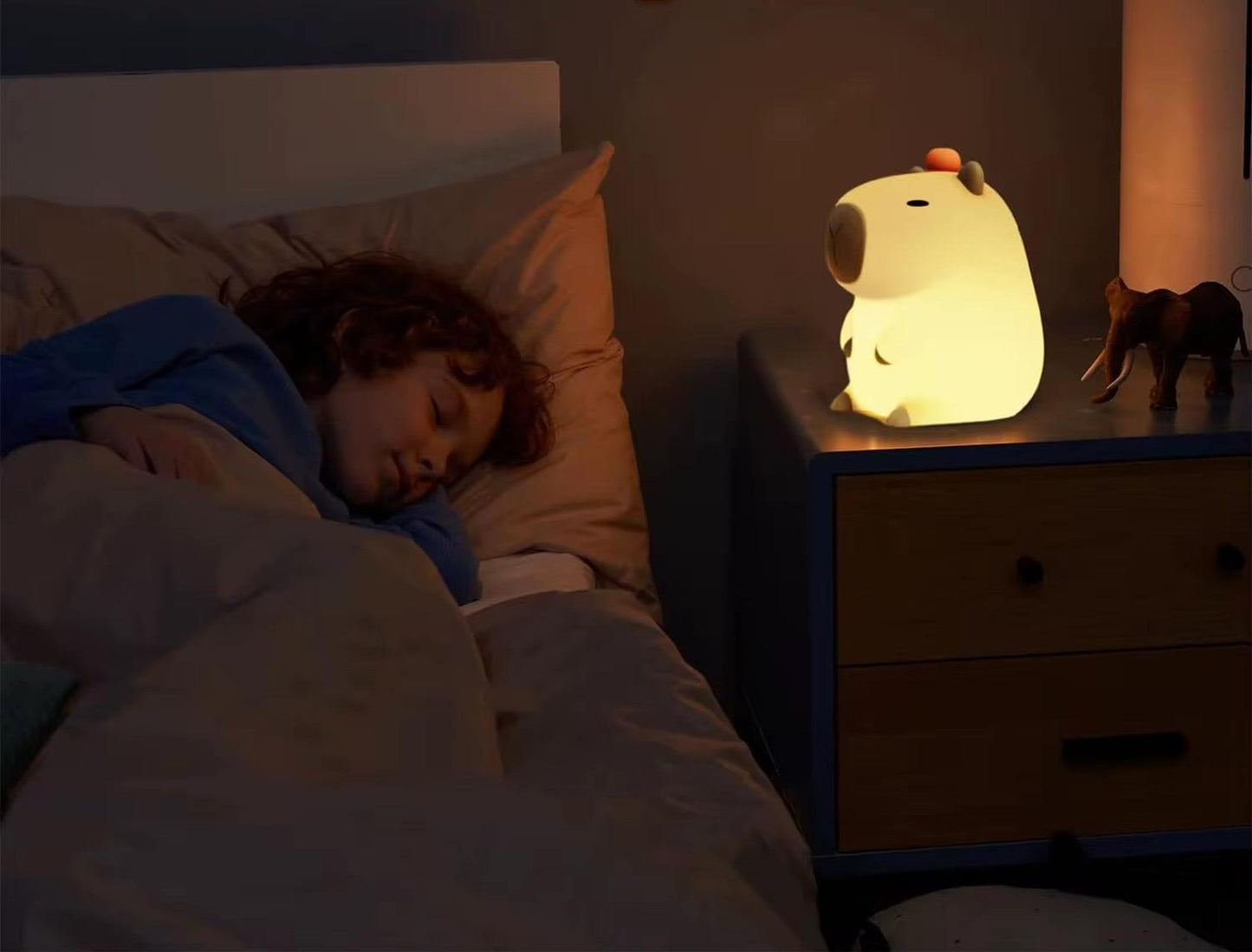 Veilleuse Castor Doux LED – Lampe en silicone apaisante pour enfants – Rechargeable USB