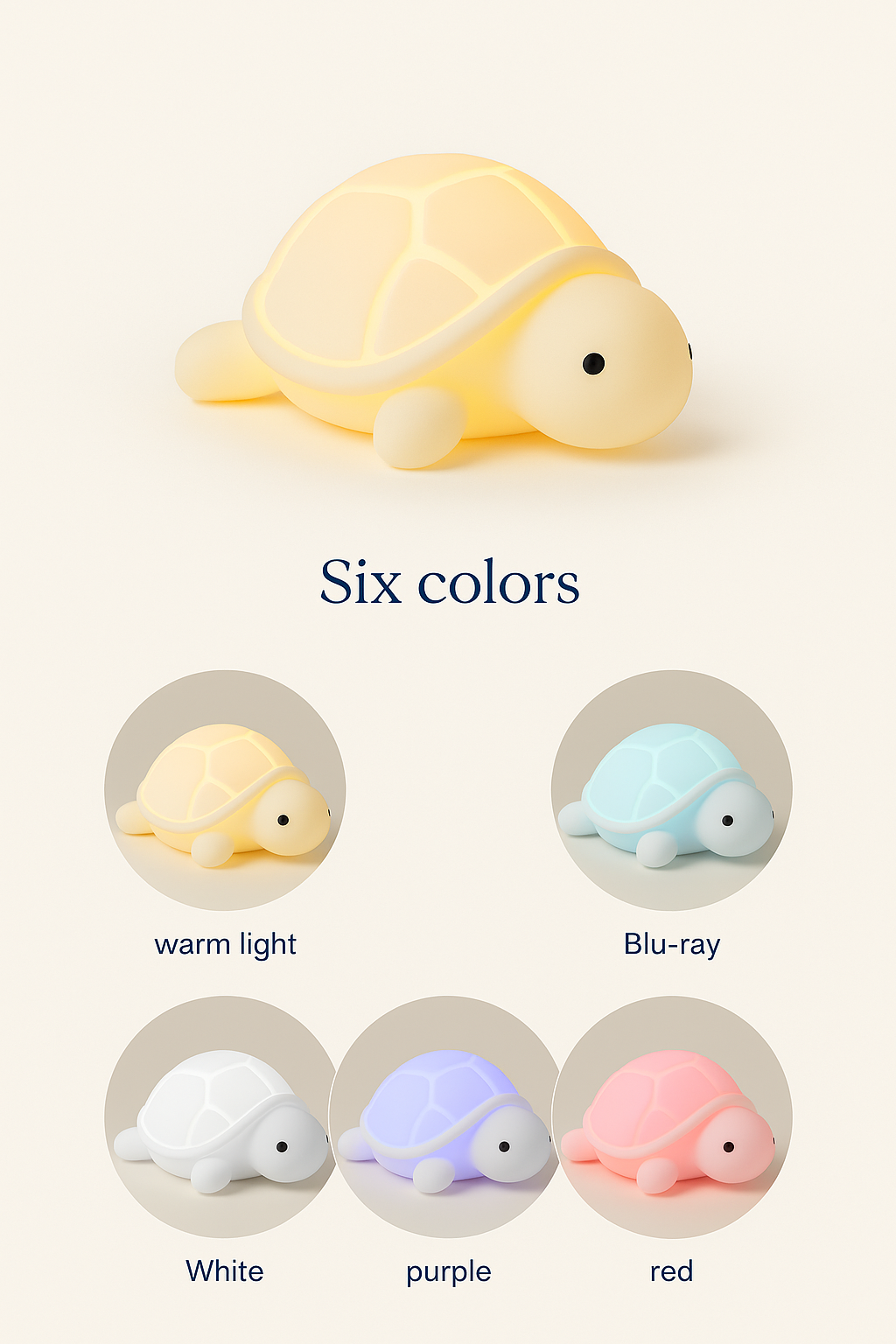 Veilleuse Tortue Douce LED – Lampe en silicone apaisante pour enfants – Rechargeable USB